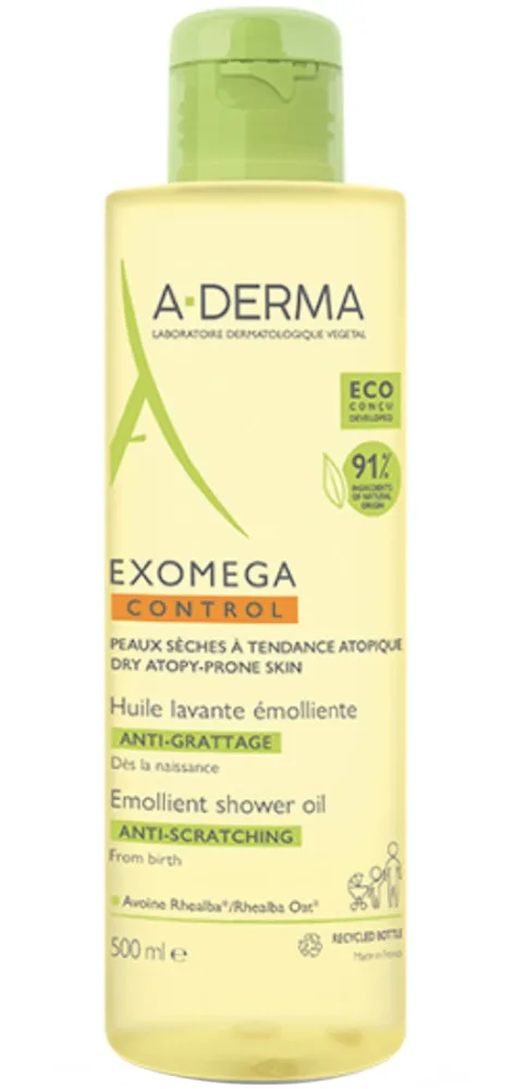 A-Derma Exomega Control Emollient Shower Oil 500ml pump bottle