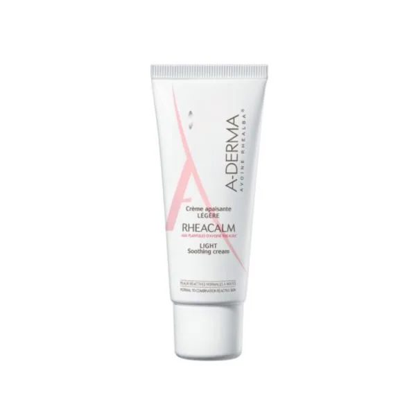 A-Derma Rheacalm Soothing Cream in a 40ml white squeeze tube, fragrance-free moisturizer for redness-prone reactive skin