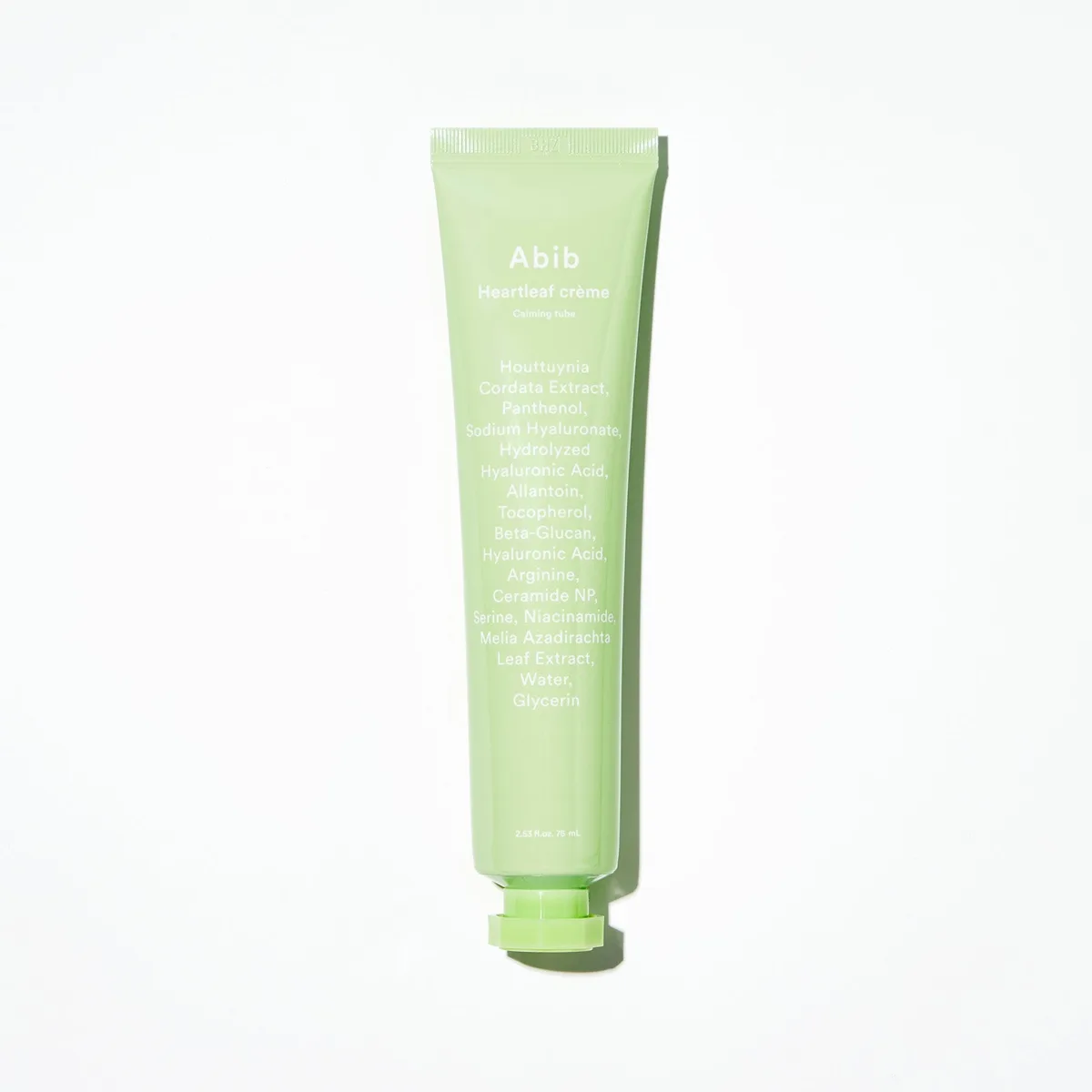 Abib Heartleaf Cream Calming Drop in a 75ml white squeeze tube, K-beauty gel-cream with 70% Houttuynia cordata extract