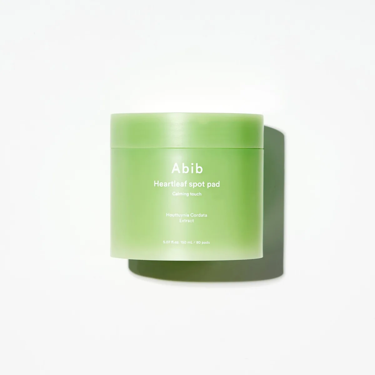 Abib Heartleaf Spot Pad Calming Touch tub of 80 dual-textured exfoliating pads, K-beauty AHA-BHA pads buffered with Houttuynia cordata extract