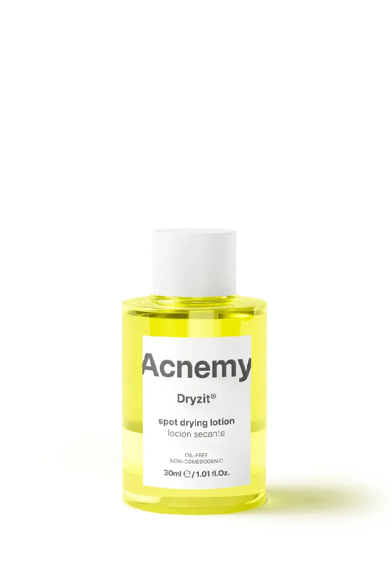 Acnemy Dryzit Drying Lotion 30ml glass bottle with pink calamine layer