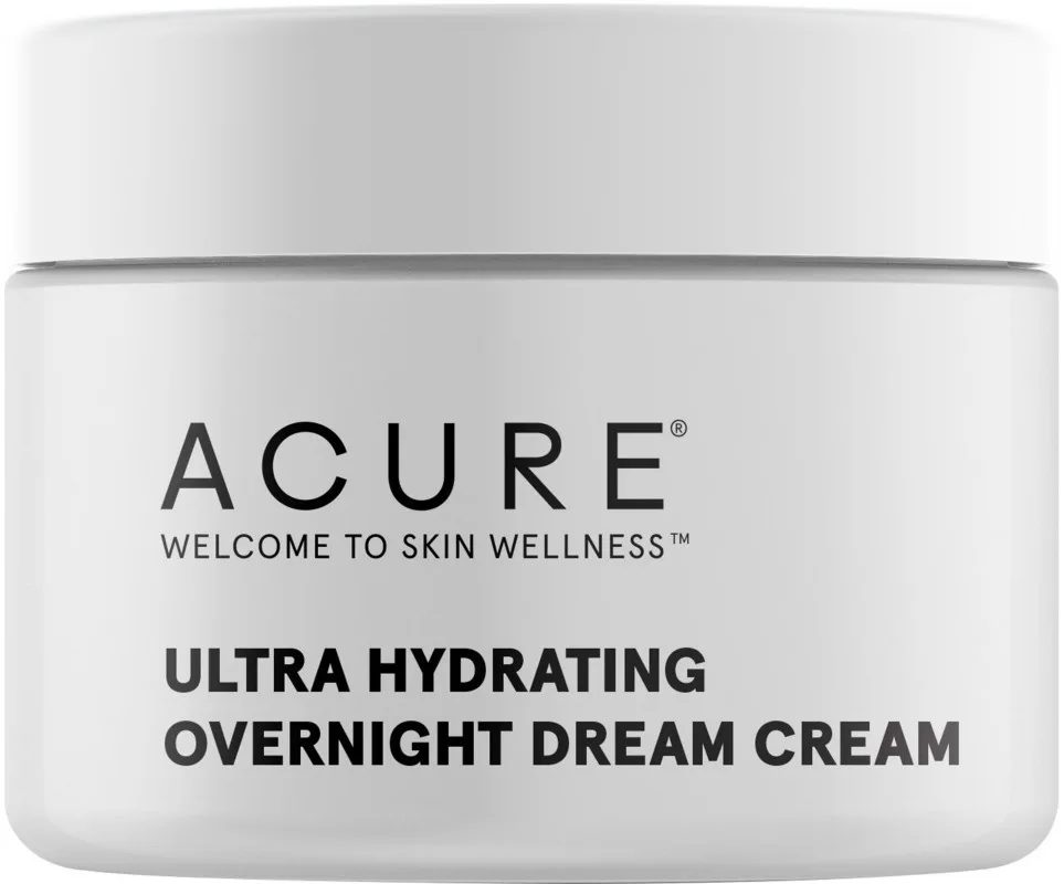 Acure Ultra Hydrating Overnight Dream Cream 1.7 fl oz frosted glass jar