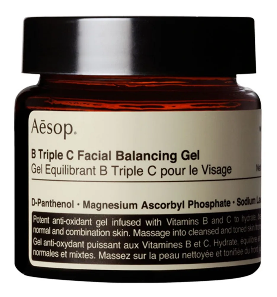 Aesop B Triple C Facial Balancing Gel 60ml amber glass bottle