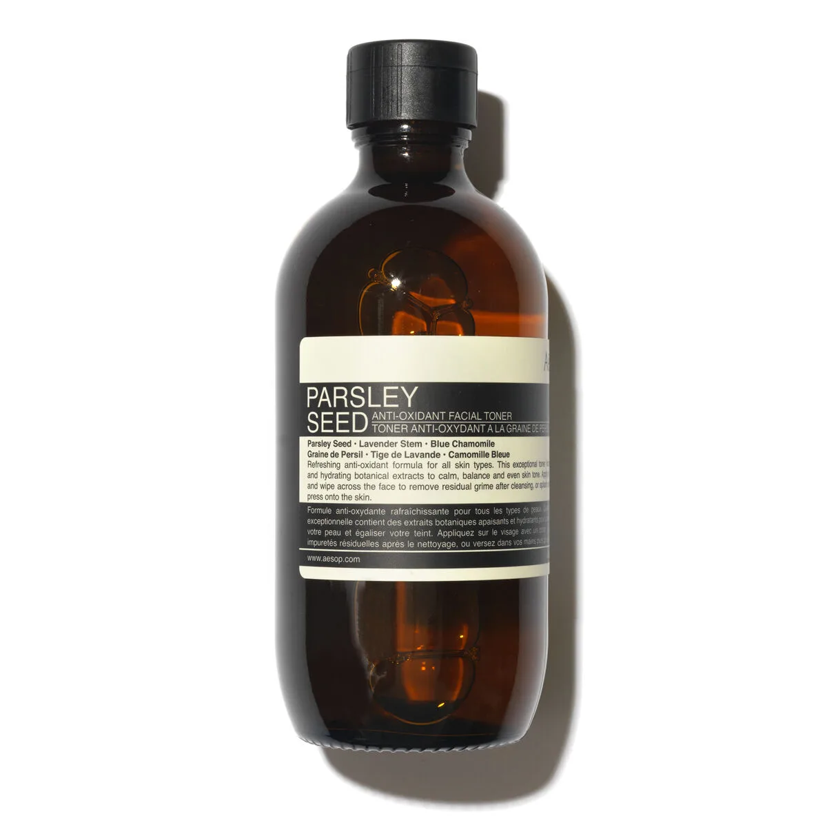 Aesop Parsley Seed Anti-Oxidant Facial Toner amber glass bottle, 200 ml alcohol-free hydrating toner