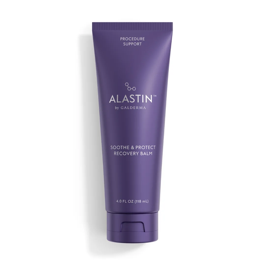 Alastin Soothe + Protect Recovery Balm jar with blue and white clinical packaging