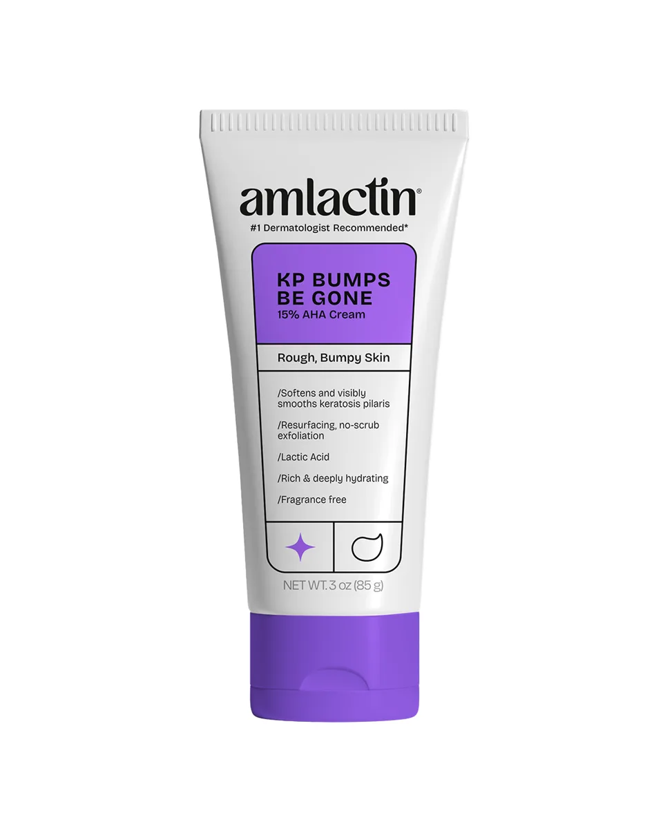 Amlactin KP Bumps Be Gone Lotion tube with 15% lactic acid formula for keratosis pilaris