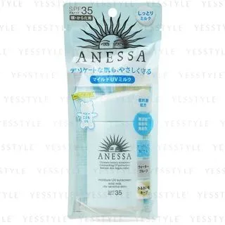 Anessa Moisture UV Sunscreen Mild Milk SPF 35 PA+++ in a small white bottle