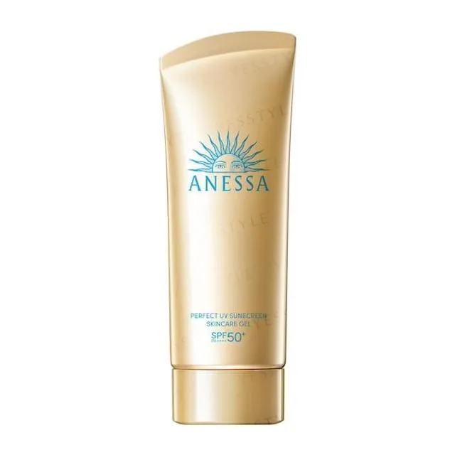 Anessa Perfect UV Sunscreen Skincare Gel SPF 50+ PA++++ in a gold tube