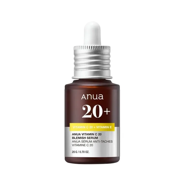 Anua Green Lemon Vita C Blemish Serum 20ml in a dark glass dropper bottle