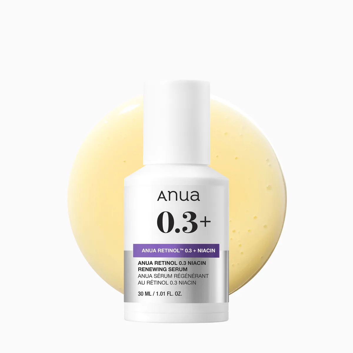 Anua Nano Retinol 0.3% + Niacin Renewing Serum 30ml white pump bottle