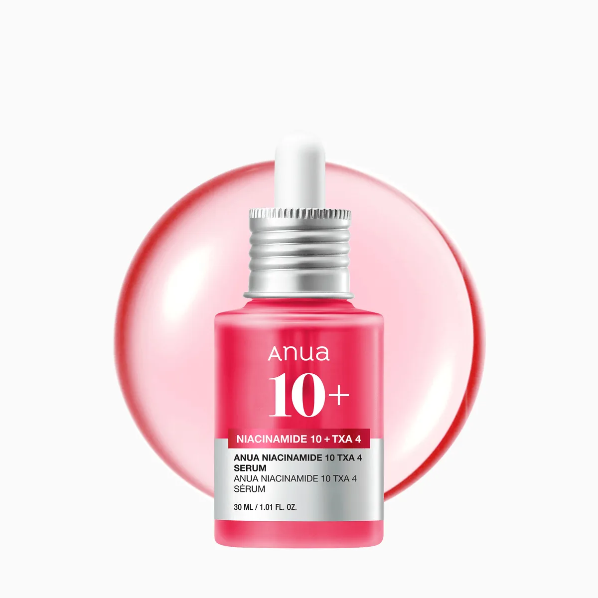 Anua Niacinamide 10% + TXA 4% Serum 30ml pink glass dropper bottle