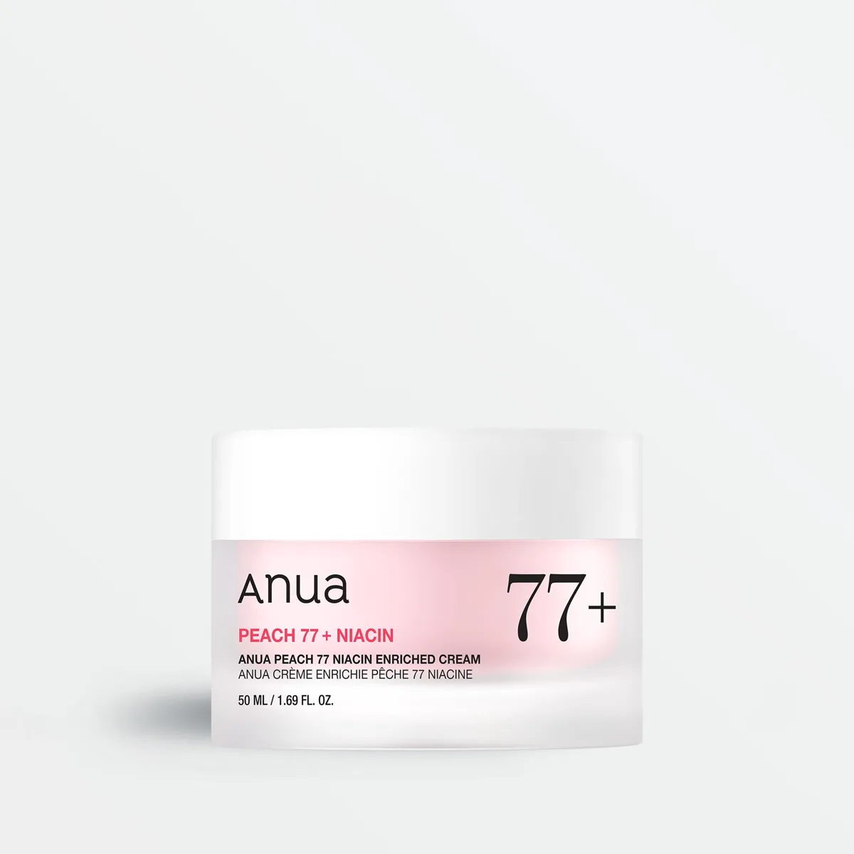 Anua Peach 77 Niacin Enriched Cream 50ml jar with peach-toned branding