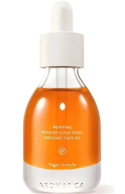 Aromatica Organic Rose Hip Oil 30ml amber glass bottle with dropper