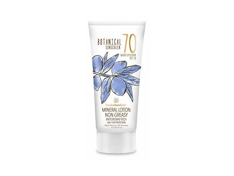 Australian Gold Botanical SPF 70 Mineral Sunscreen Lotion squeeze tube