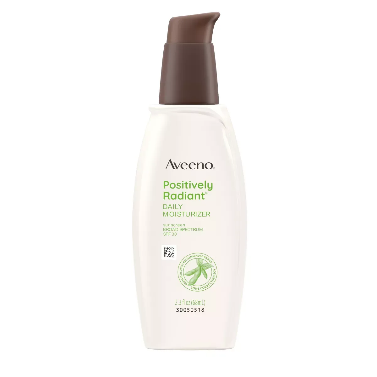 Aveeno Positively Radiant Daily Moisturizer SPF 30 tube with soy extract for brightening and sun protection