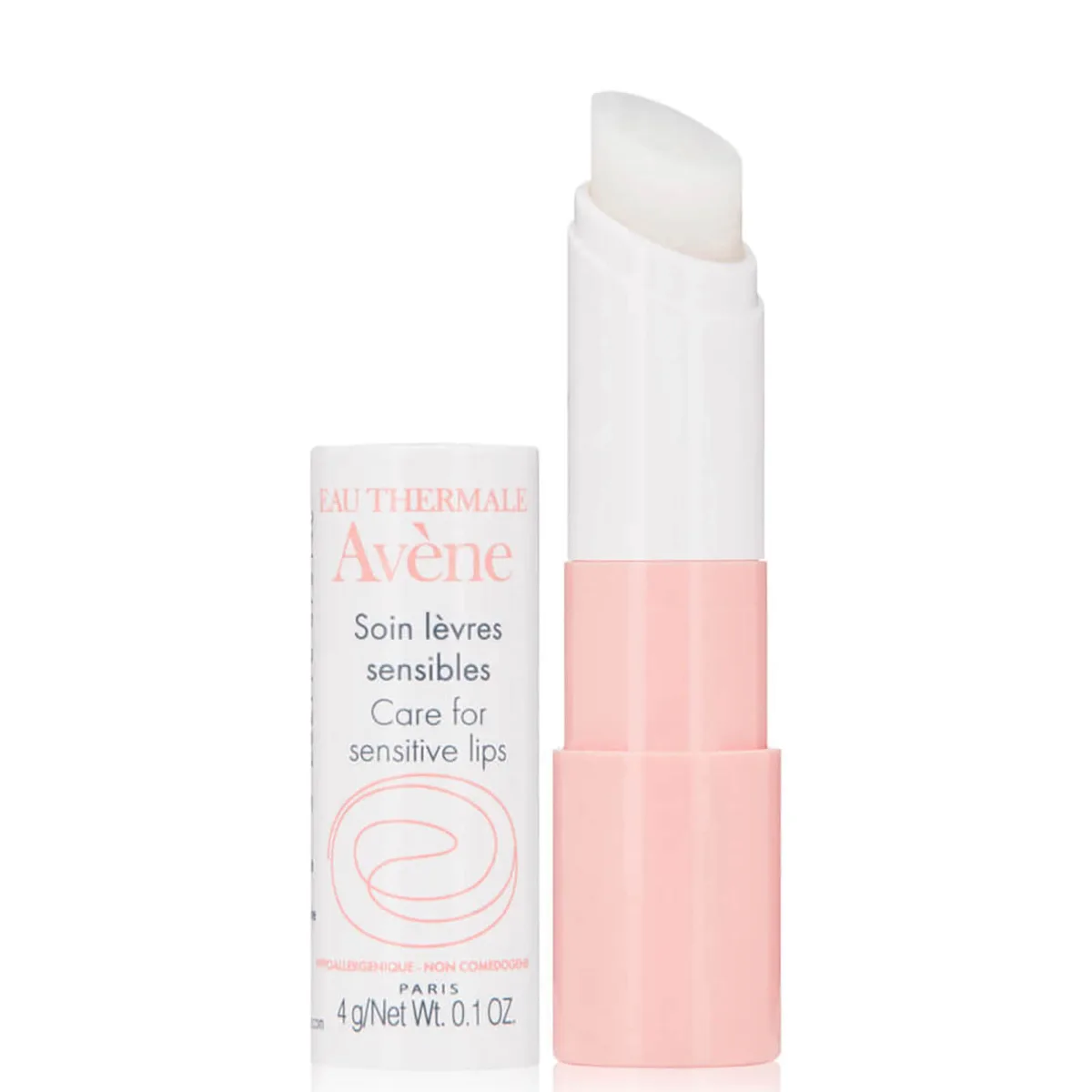 Avène SOS Labial Lip Balm white twist-up stick tube on white background
