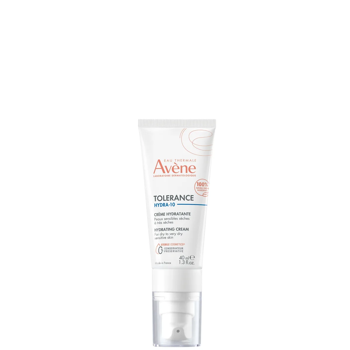 Avène Tolerance Hydra-10 Hydrating Cream tube with white and orange packaging