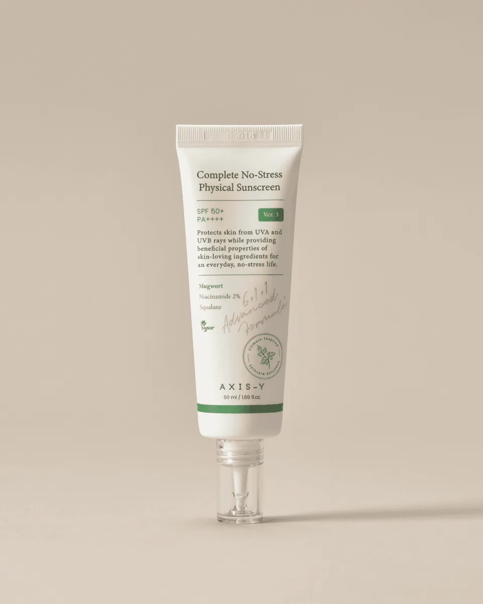 Axis-Y Complete No-Stress Physical Sunscreen SPF 50+ 50ml squeeze tube