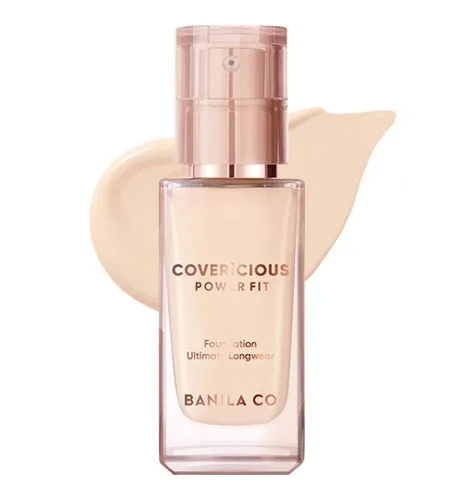Banila Co Covericious Power Fit Foundation SPF 45 frosted glass pump bottle