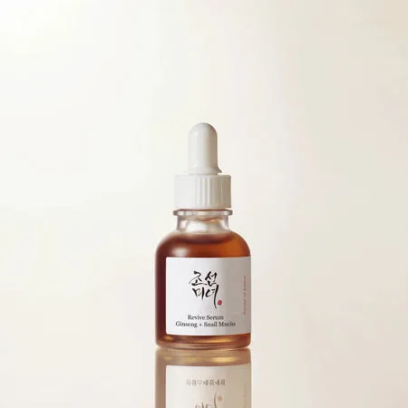 Beauty of Joseon Revive Serum: Ginseng + Snail Mucin in a glass dropper bottle with traditional Korean-inspired design