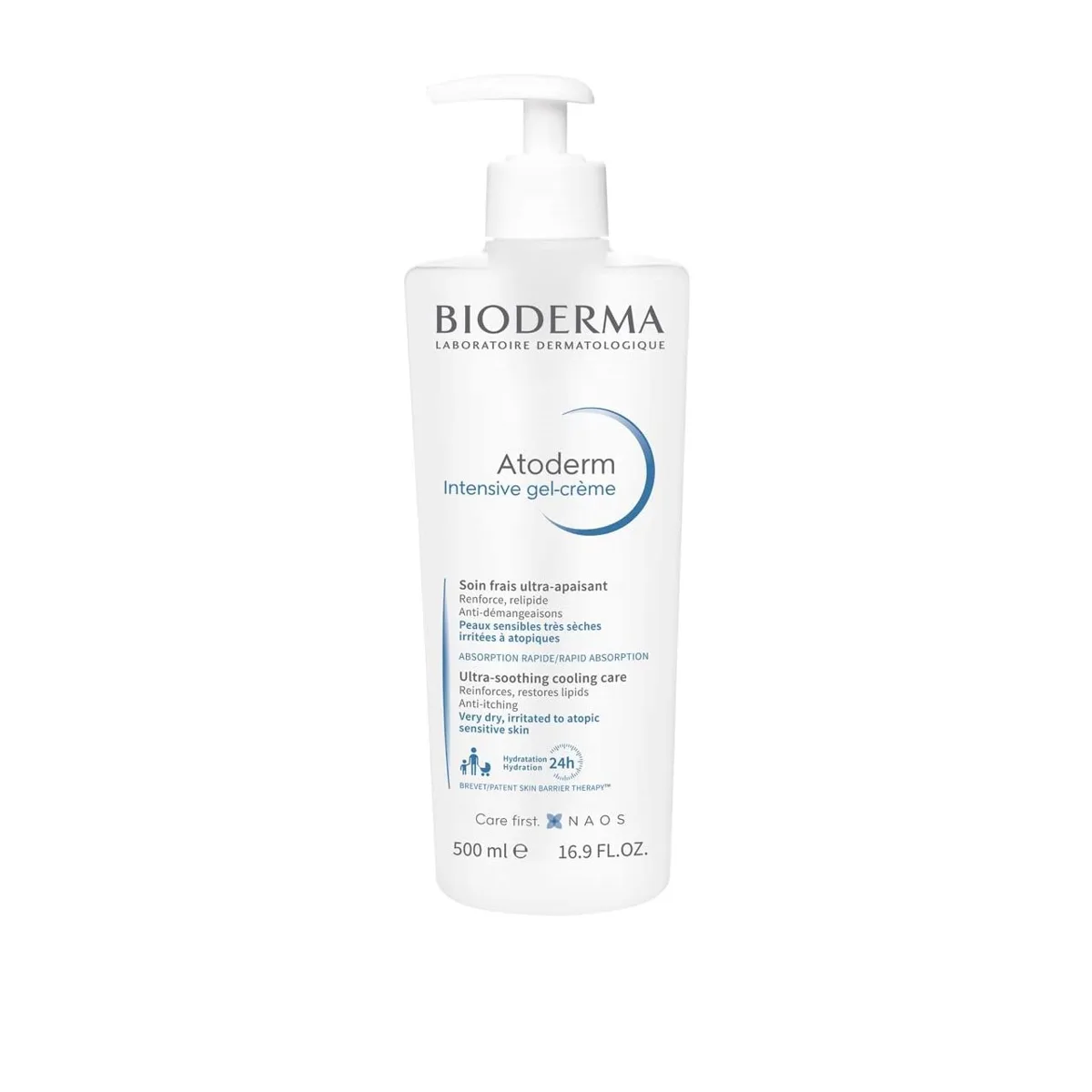 Bioderma Atoderm Intensive Gel-Cream pump bottle with white and teal packaging
