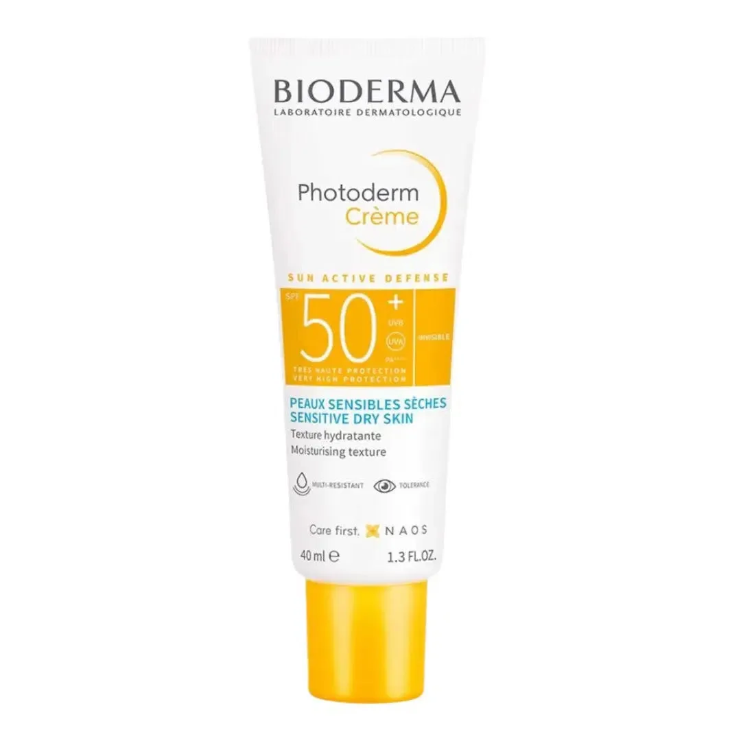 Bioderma Photoderm MAX Cream SPF 50+ in a white tube with blue and orange Photoderm branding