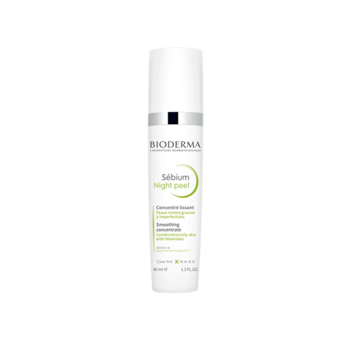 Bioderma Sebium Night Peel 40ml pump bottle with green Sebium line branding