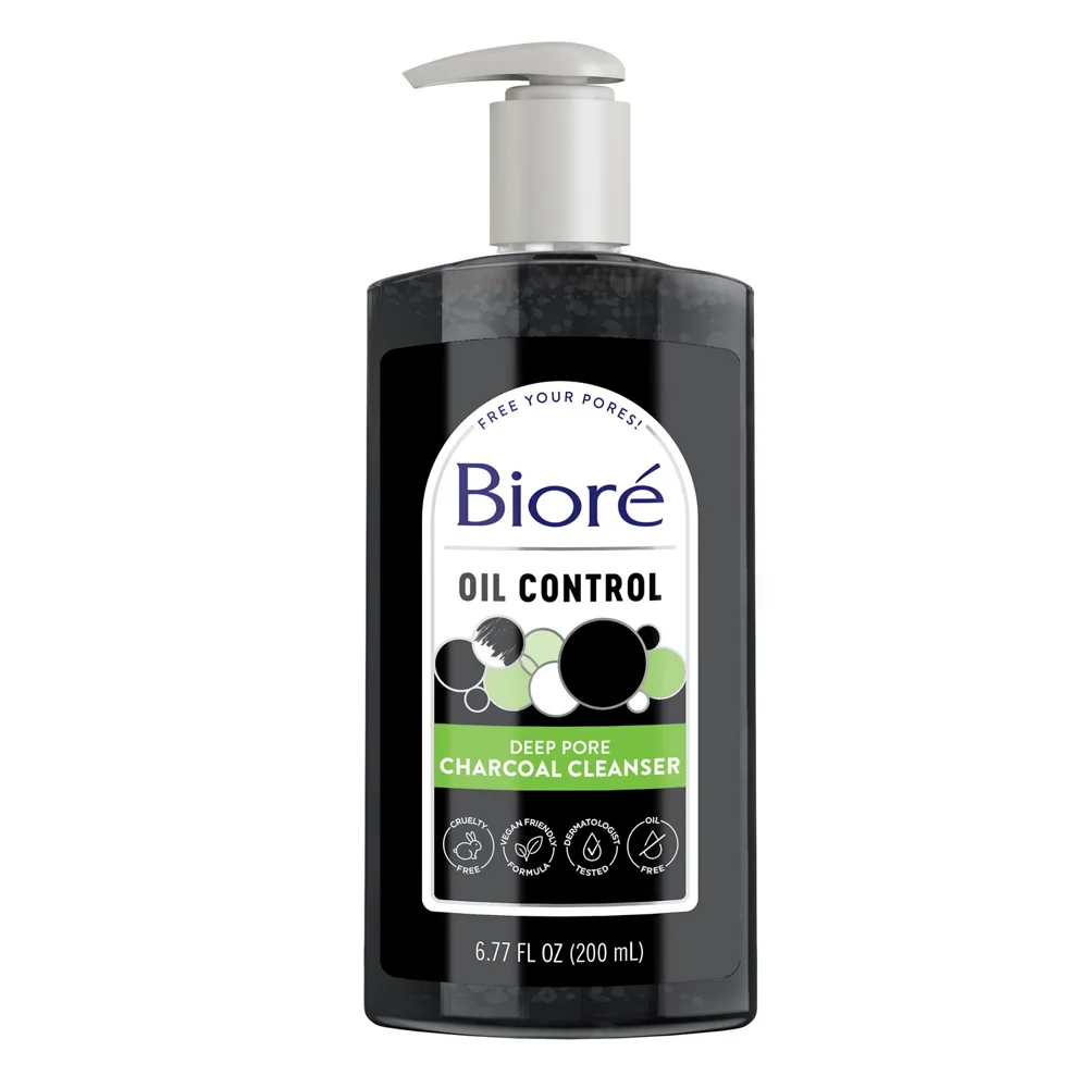Bioré Deep Pore Charcoal Cleanser black gel face wash 6.77 oz tube