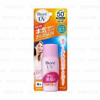 Biore UV Bright Face Milk SPF 50+ PA++++ sunscreen in compact pink-accented bottle