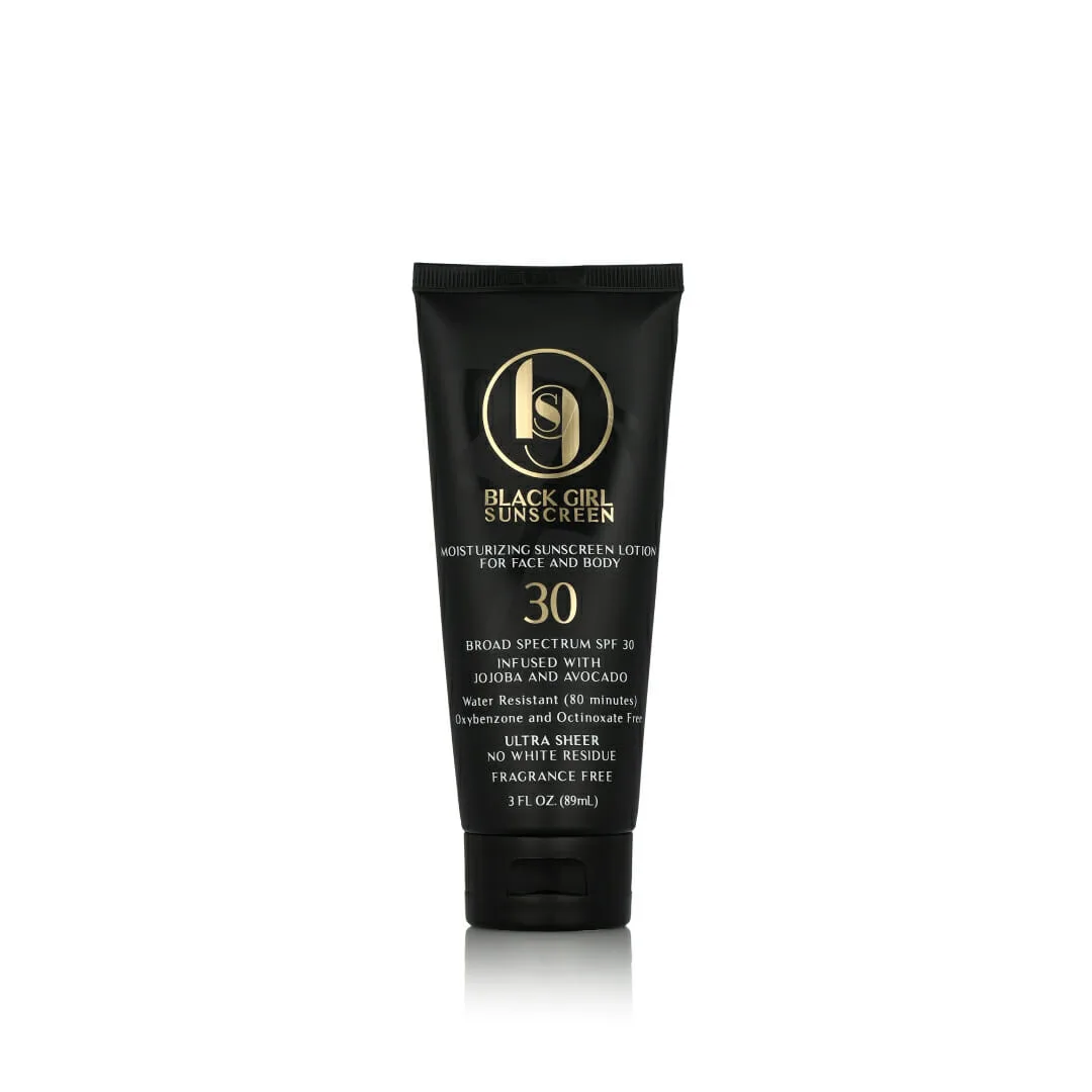 Black Girl Sunscreen SPF 30 Broad Spectrum Sunscreen in a dark squeeze tube