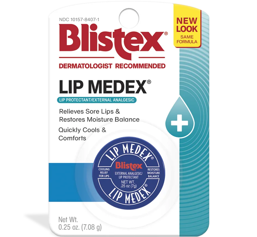 Blistex Lip Medex in a small blue pot with screw-off lid