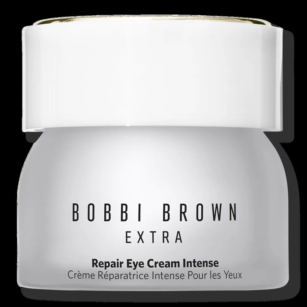 Bobbi Brown Extra Eye Repair Cream in a premium glass jar with black and gold branded lid