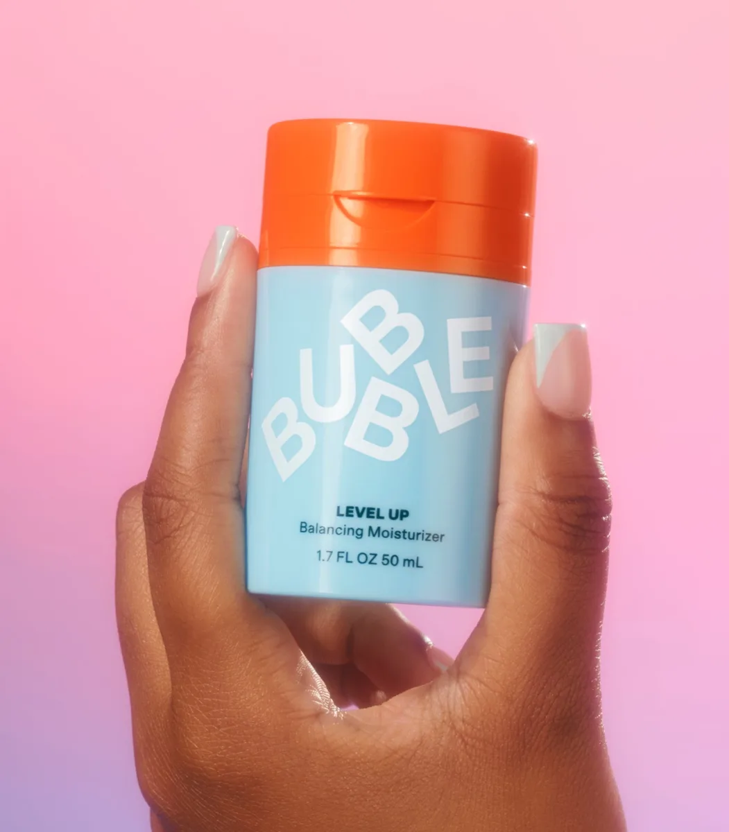 Bubble Skincare Level Up Balancing Gel Moisturizer in a colorful pump bottle