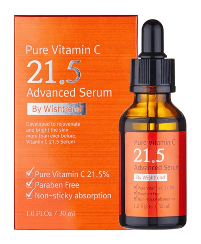 By Wishtrend Pure Vitamin C 21.5% Advanced Serum 30ml frosted glass dropper bottle