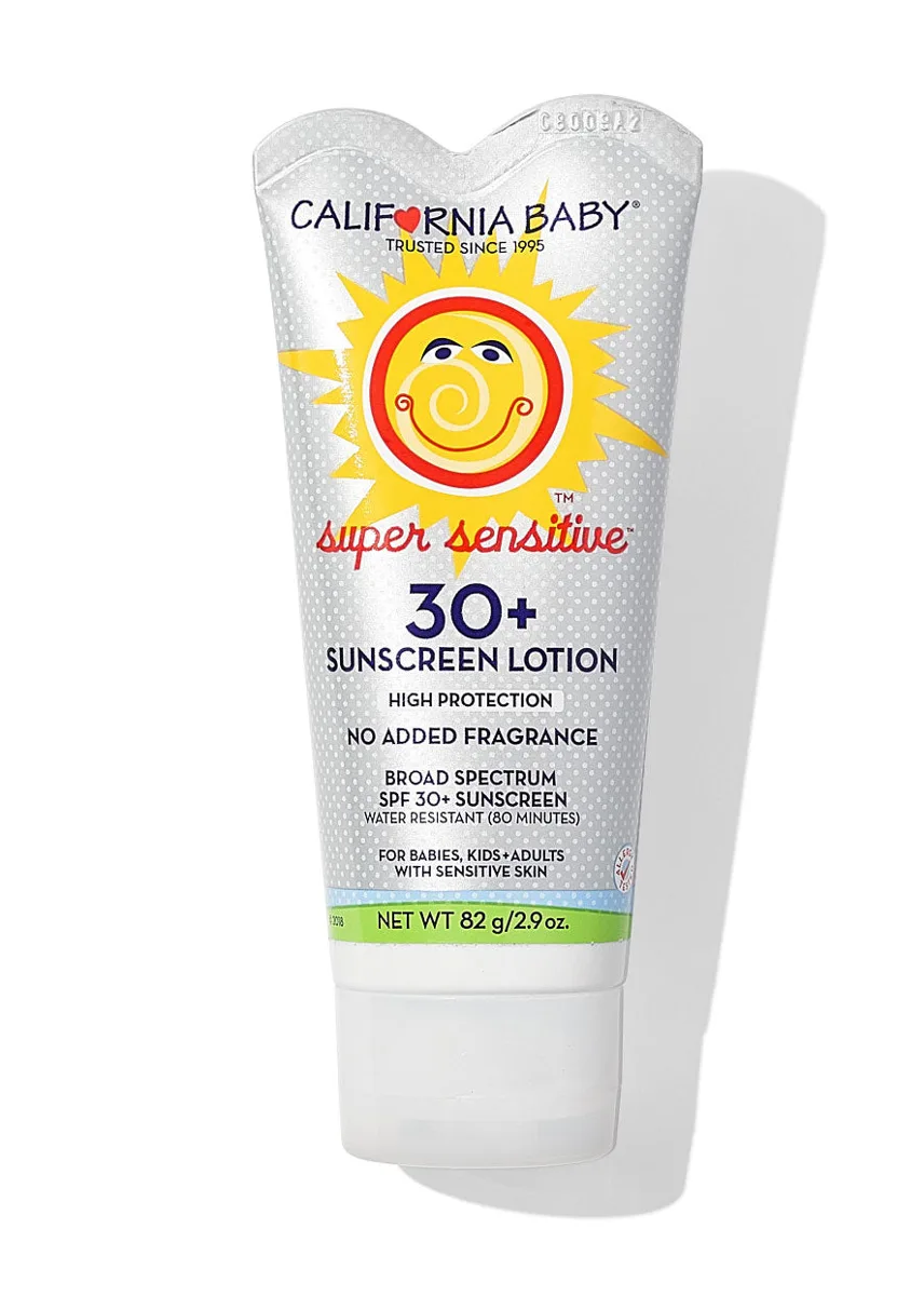 California Baby Super Sensitive No Fragrance Broad Spectrum SPF 30+ Sunscreen tube