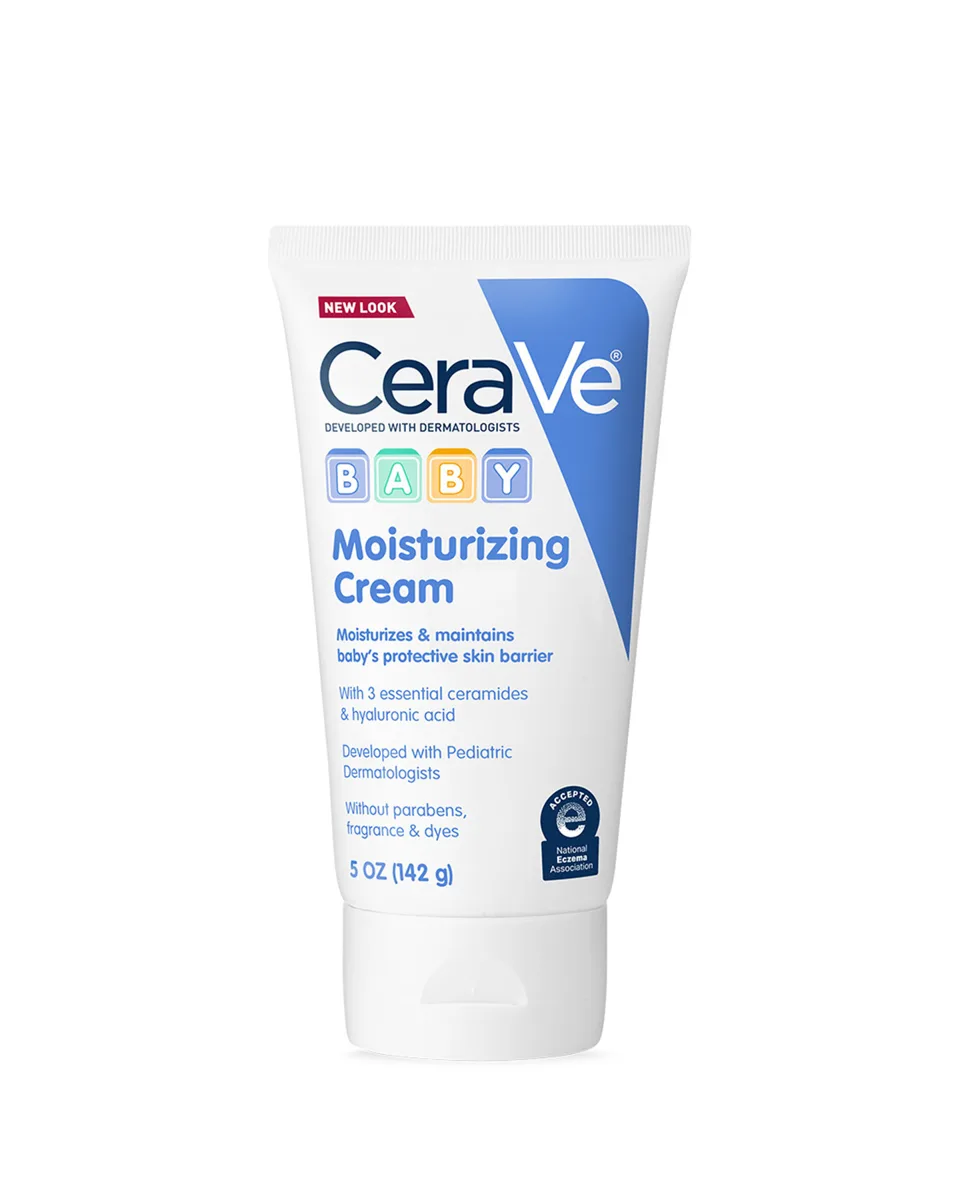CeraVe Baby Moisturizing Cream white tub with light blue baby branding on white background