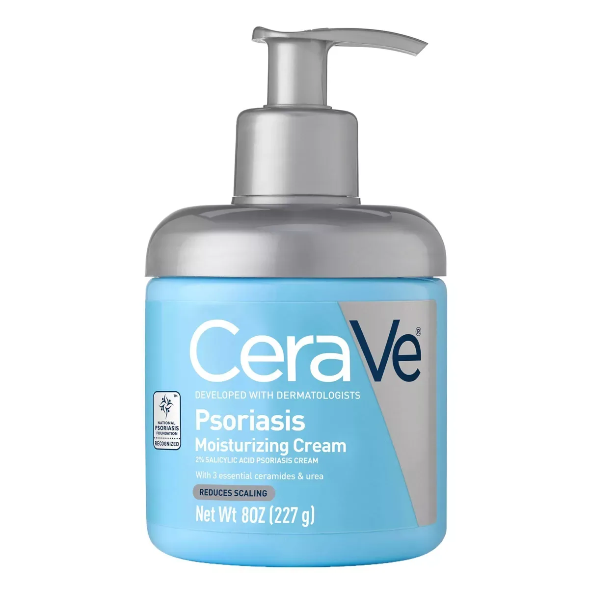 CeraVe Psoriasis Moisturizing Cream in a white tube with CeraVe branding and psoriasis label