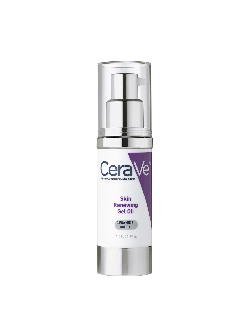 CeraVe Skin Renewing Gel Oil pump bottle with blue and green accents