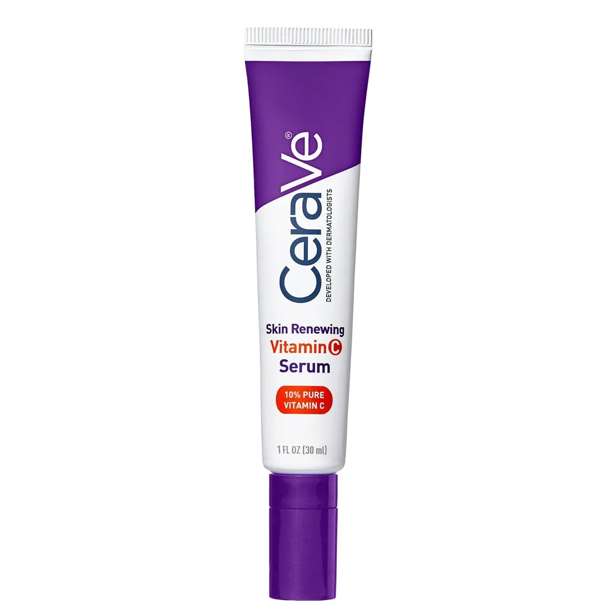 CeraVe Skin Renewing Vitamin C Serum in white and green airless pump bottle