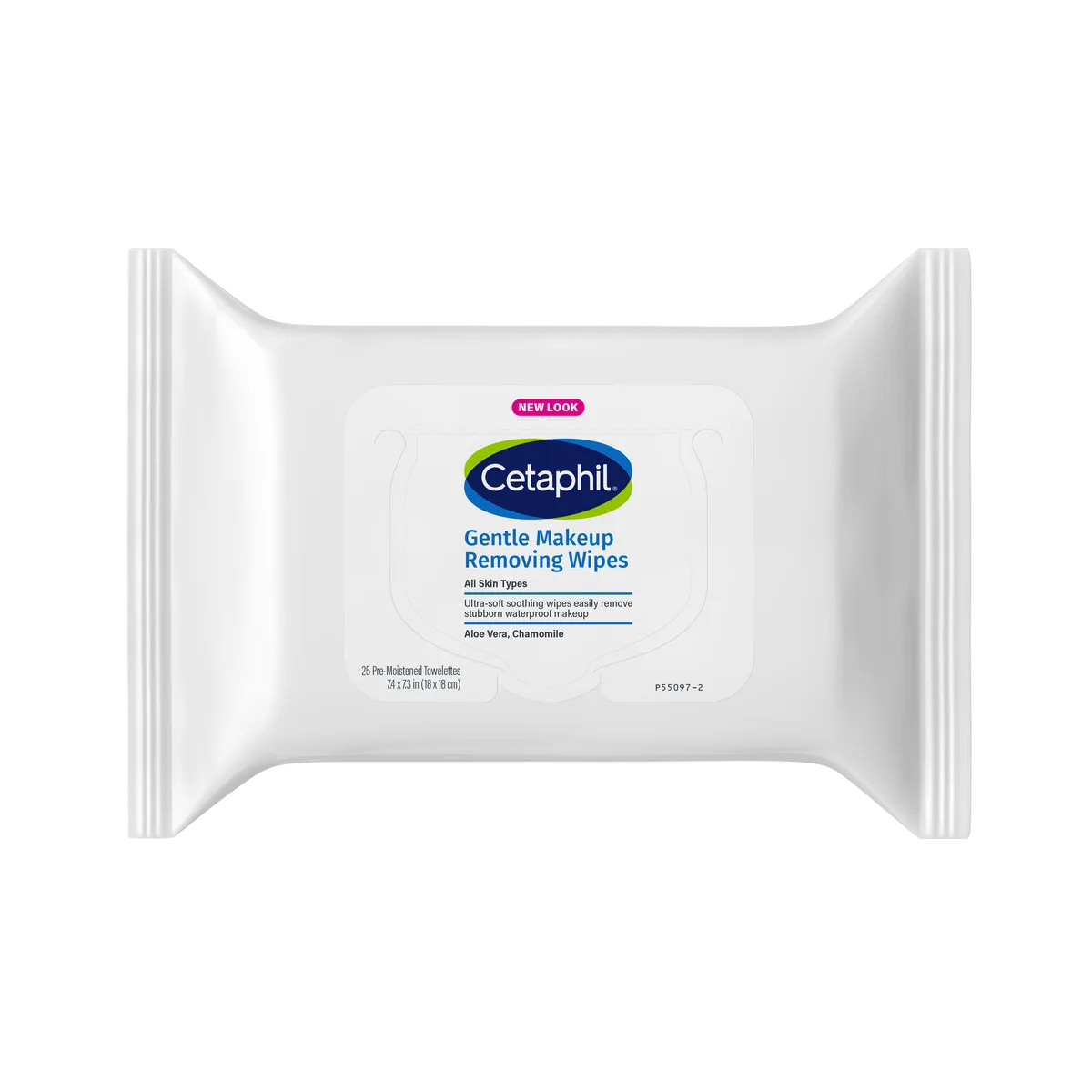 Cetaphil Gentle Makeup Removing Wipes, 25 count resealable pouch with teal and white packaging for sensitive skin