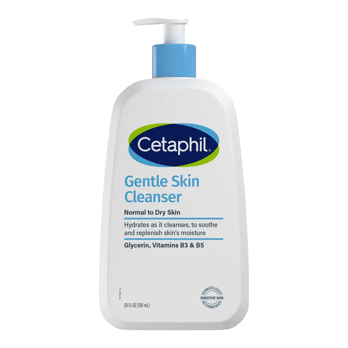 Cetaphil Gentle Skin Cleanser, 16 fl oz white pump bottle, fragrance-free face and body wash for dry sensitive skin