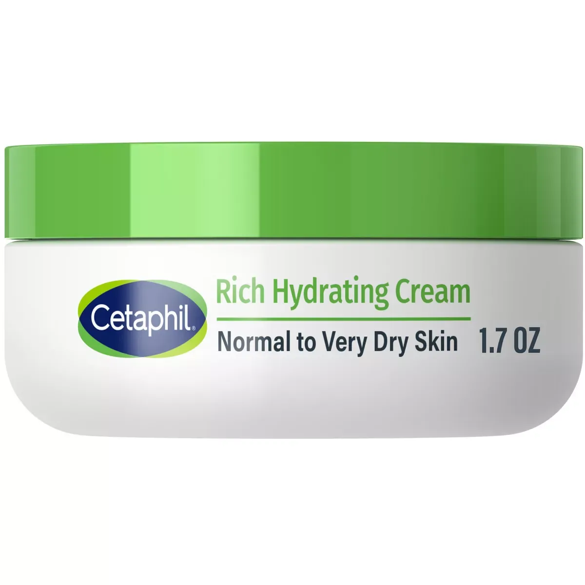 Cetaphil Rich Hydrating Night Cream in white jar with teal cap