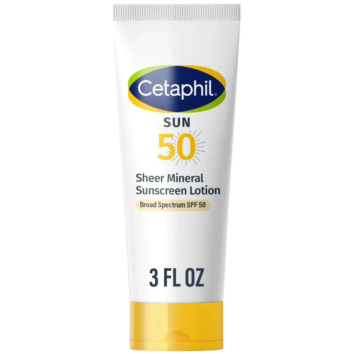 Cetaphil Sheer Mineral Sunscreen SPF 50 liquid drops bottle in white and blue Cetaphil packaging