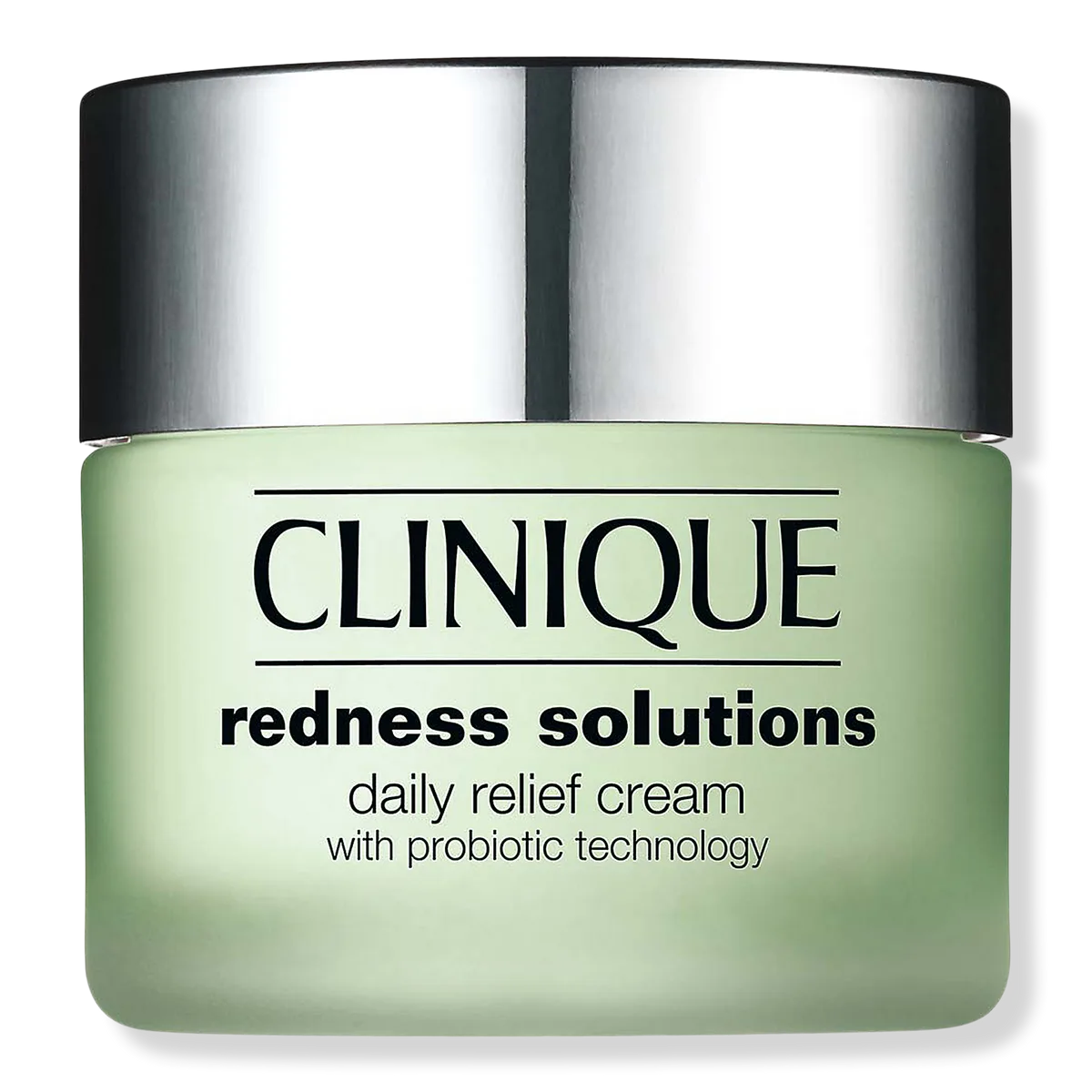 Clinique Redness Solutions Daily Relief Cream with green-tinted formula in glass jar