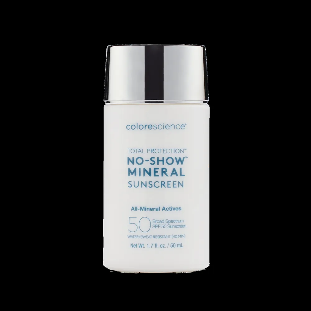 Colorescience Total Protection No-Show Mineral Sunscreen SPF 50 in a sleek pump bottle