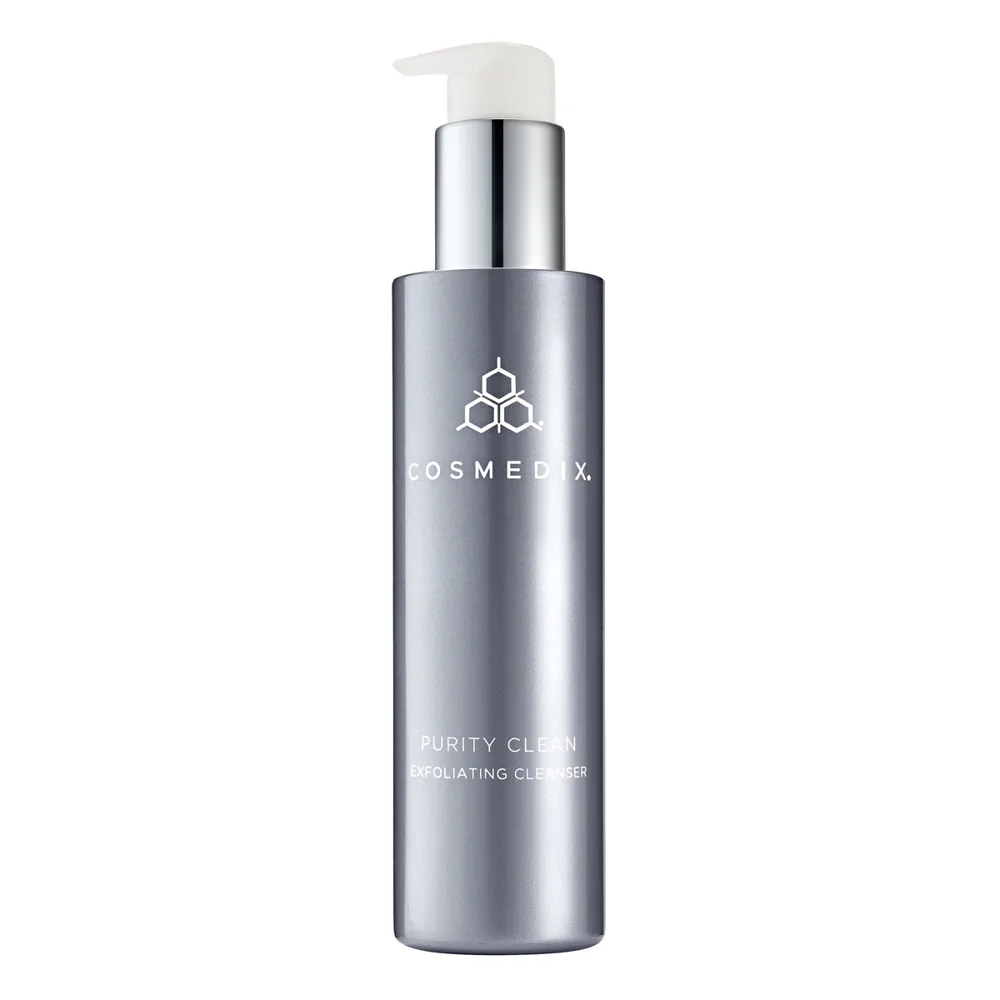 Cosmedix Purity Clean Exfoliating Cleanser 5 oz pump bottle, dual-acid gel cleanser for oily and congested skin