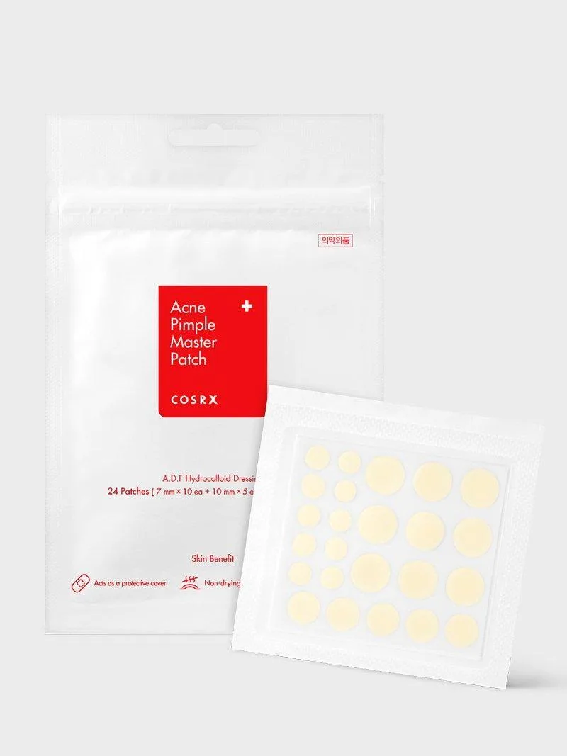 COSRX Acne Pimple Master Patch package with hydrocolloid patch sheet
