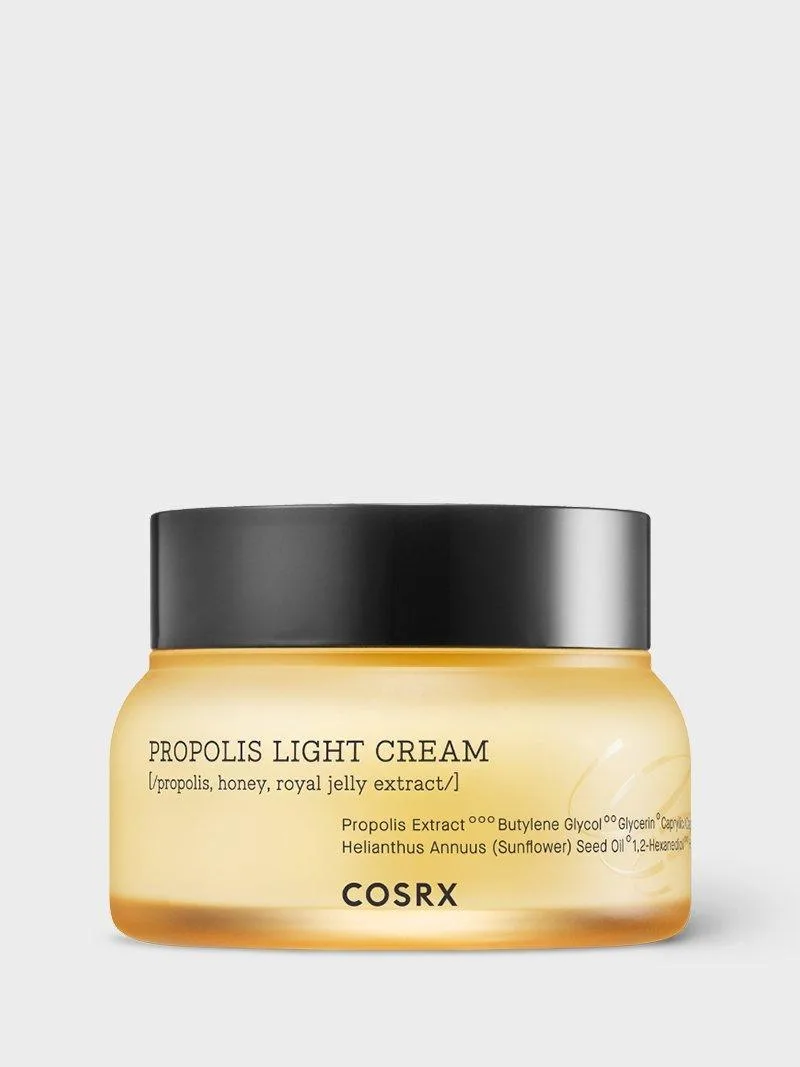 COSRX Full Fit Propolis Light Cream in a honey-pot-inspired amber jar