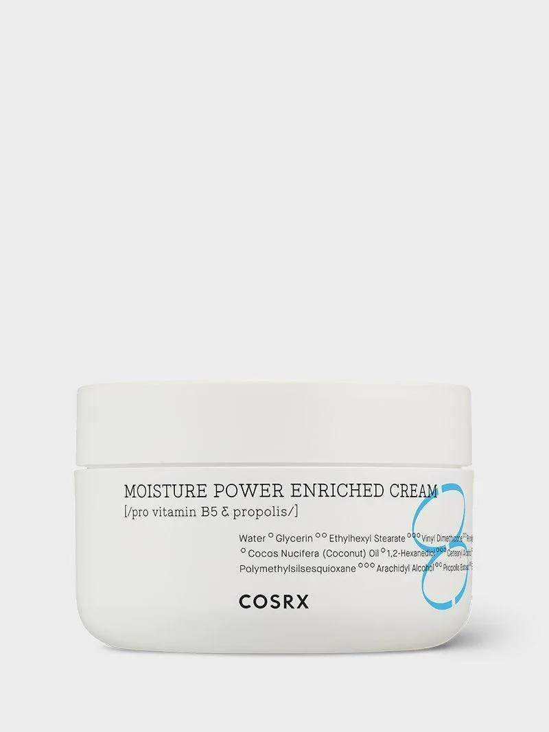 COSRX Hydrium Moisture Power Enriched Cream in a white jar with light blue Hydrium line branding