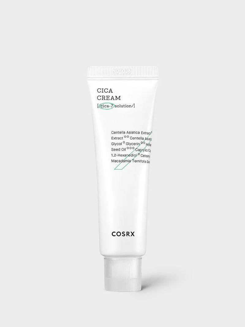 COSRX Pure Fit Cica Cream white squeeze tube containing 50ml of centella asiatica soothing moisturizer